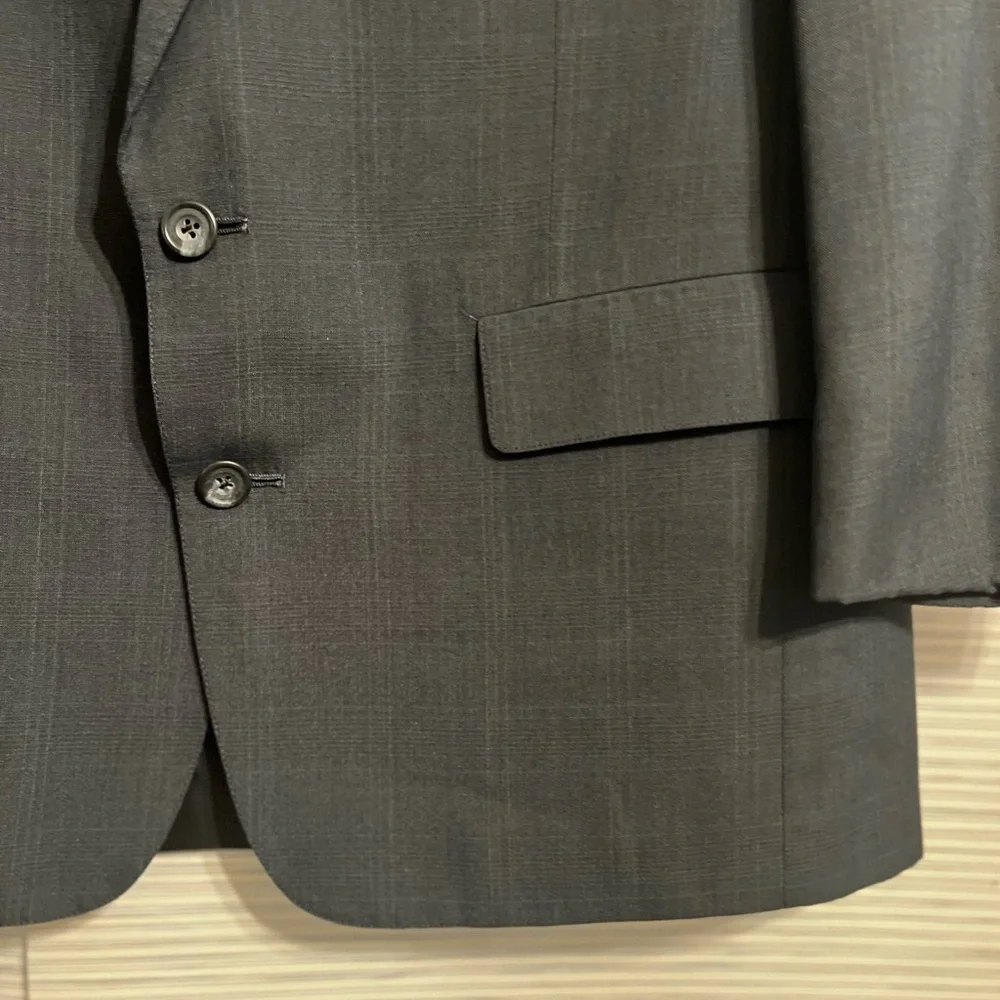 Hart Schaffner‎ Marx Oak Hall Mens Blazer 44R Charcoal Gray Wool Suit Jacket